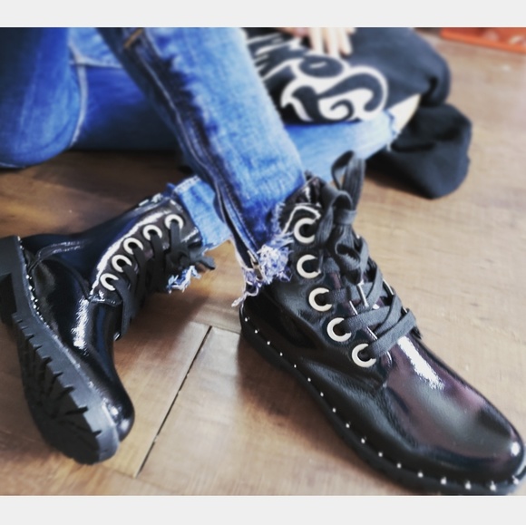 🚨LAST PAIR//The Harper// black combat boots - Picture 2 of 6